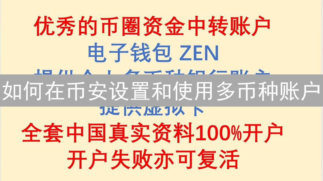 如何在币安设置和使用多币种账户